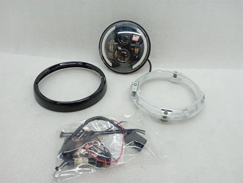 HARLEY-DAVIDSON 7” Head Light BLACK Vorne Scheinwerfer AFTERMARKET