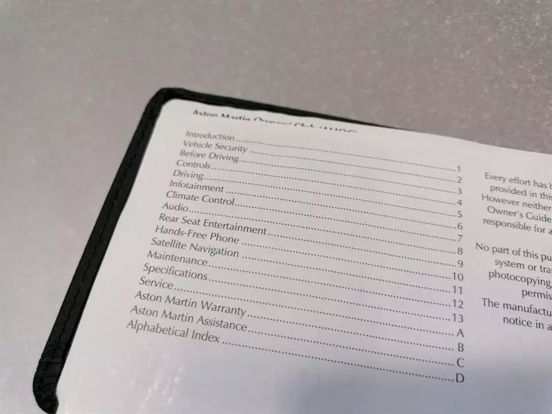 ASTON MARTIN RAPIDE S SERVICE BOOKLET / Maintenance Handbuch - Image 4