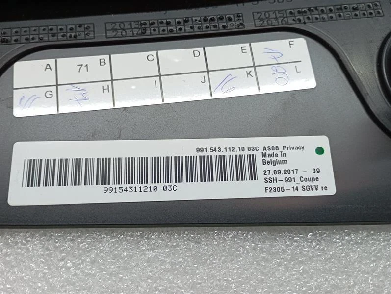 PORSCHE 911 991  Right Rear ¼  Glass 99154311210 Türscheibe ¼ Hinten RH - Image 5