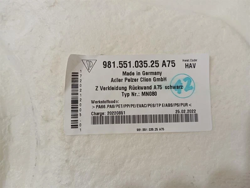 PORSCHE 718 GT4  Luggage Compartment Cover 98155103525 Kofferraum Verkleidung - Image 4